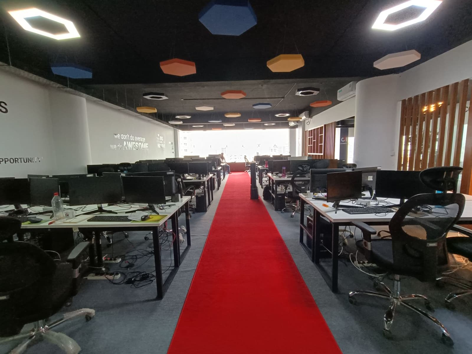 Development floor with red carpet